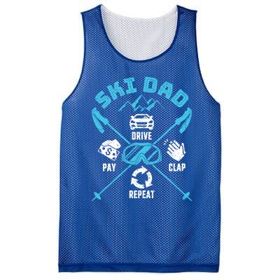 Ski Dad Funny Drive Pay Clap Repeat Father Skiing Funny Gift Mesh Reversible Basketball Jersey Tank