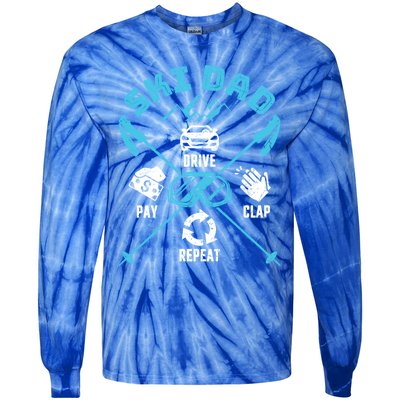 Ski Dad Funny Drive Pay Clap Repeat Father Skiing Funny Gift Tie-Dye Long Sleeve Shirt