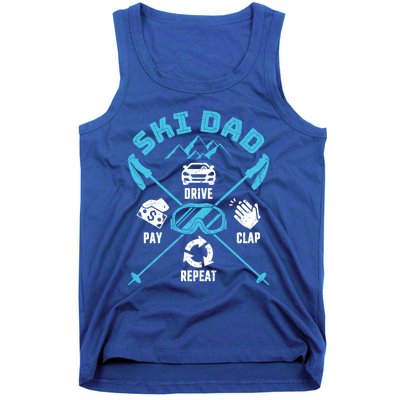 Ski Dad Funny Drive Pay Clap Repeat Father Skiing Funny Gift Tank Top