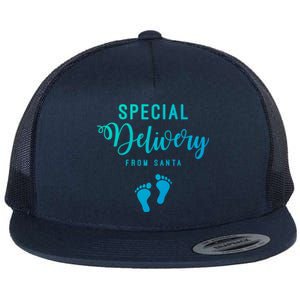 Special Delivery From Santa Pregnancy Announcet Gift Flat Bill Trucker Hat