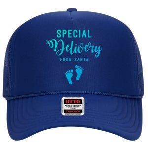 Special Delivery From Santa Pregnancy Announcet Gift High Crown Mesh Back Trucker Hat