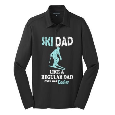 Ski Dad Funny Retro Vintage Skiing Skier Adventure Graphic Gift Silk Touch Performance Long Sleeve Polo