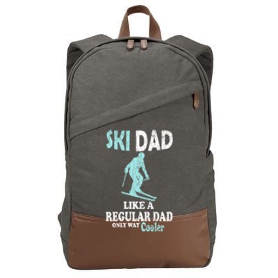 Ski Dad Funny Retro Vintage Skiing Skier Adventure Graphic Gift Cotton Canvas Backpack