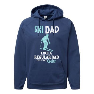 Ski Dad Funny Retro Vintage Skiing Skier Adventure Graphic Gift Performance Fleece Hoodie