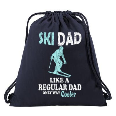 Ski Dad Funny Retro Vintage Skiing Skier Adventure Graphic Gift Drawstring Bag