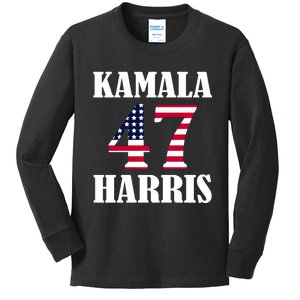 Standard Design Featuring Kamala 47 Hariis Text Kids Long Sleeve Shirt