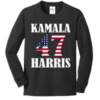 Standard Design Featuring Kamala 47 Hariis Text Kids Long Sleeve Shirt