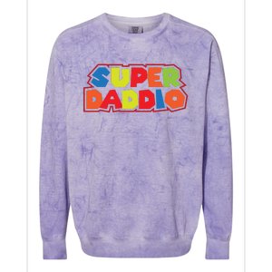 Super Daddio Funny Super Dad Daddy Father Colorblast Crewneck Sweatshirt