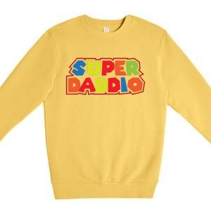 Super Daddio Funny Super Dad Daddy Father Premium Crewneck Sweatshirt