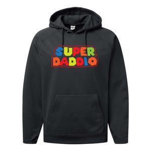 Super Daddio Funny Super Dad Daddy Father Performance Fleece Hoodie