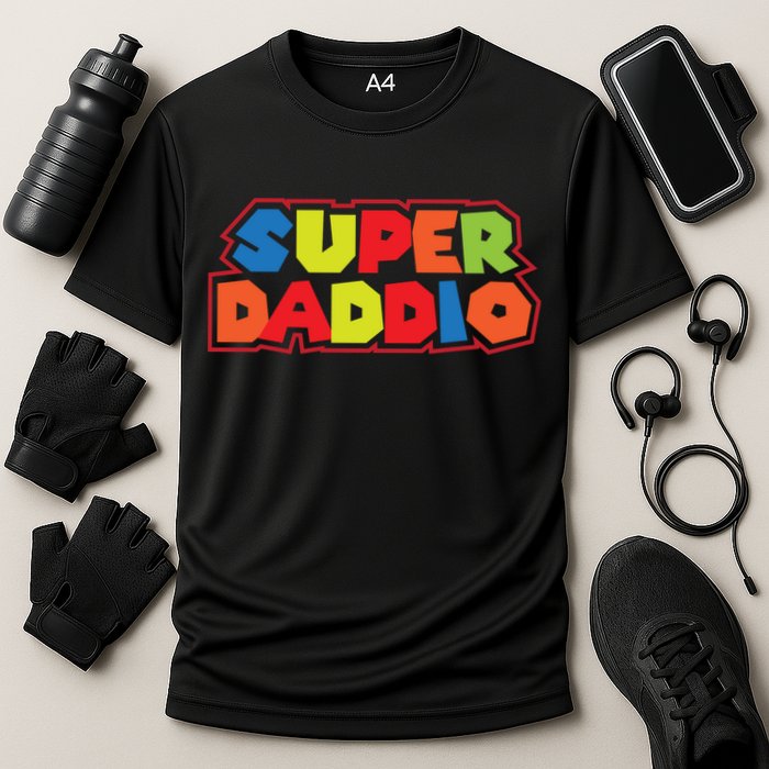 Super Daddio Funny Super Dad Daddy Father Cooling Performance Crew T-Shirt