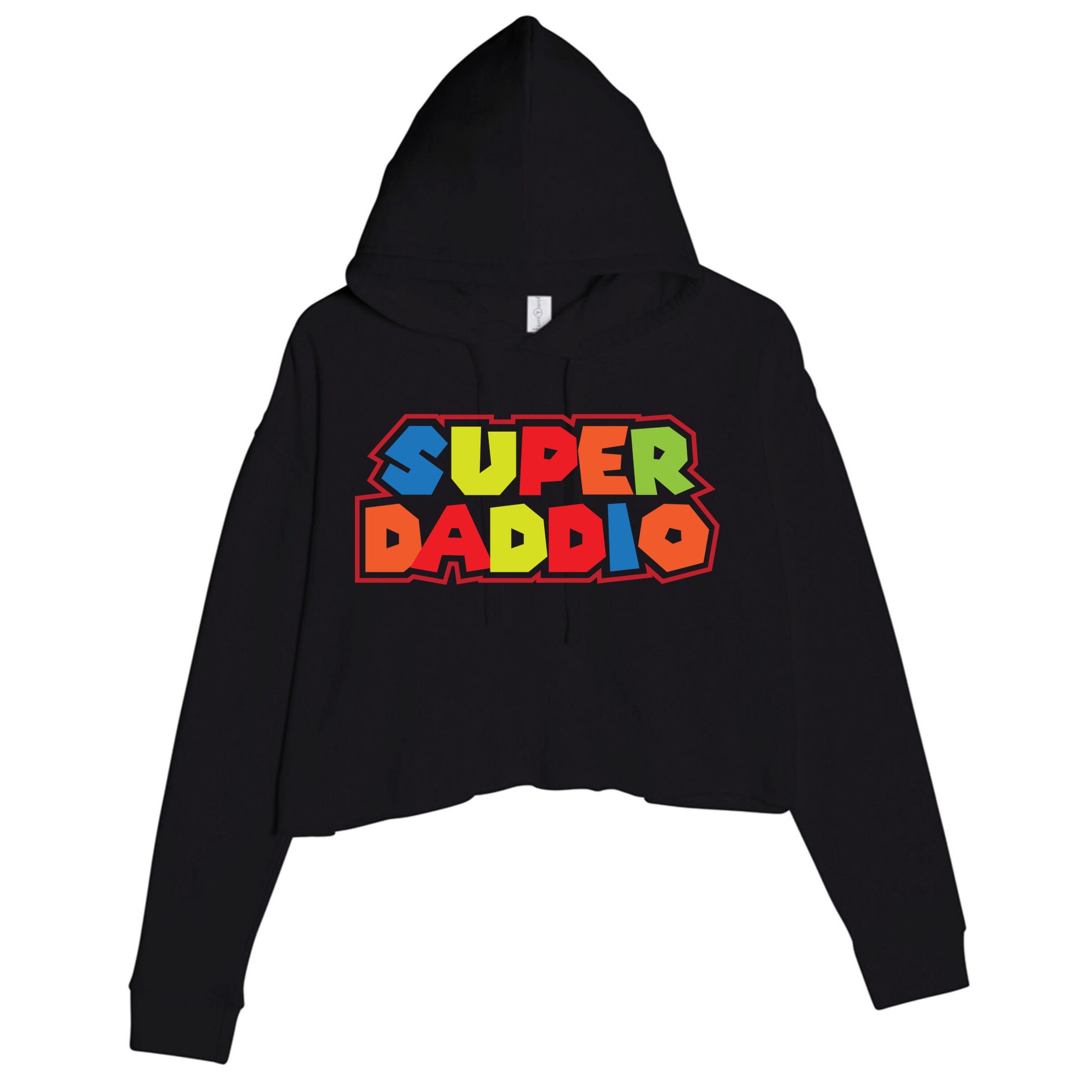 Super Daddio Funny Super Dad Daddy Father Crop Fleece Hoodie