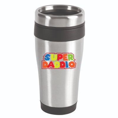 Super Daddio Funny Super Dad Daddy Father 16oz Travel Tumbler
