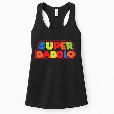 Super Daddio Funny Super Dad Daddy Father Womens Tank Top