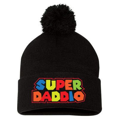 Super Daddio Funny Super Dad Daddy Father Pom Pom 12in Knit Beanie