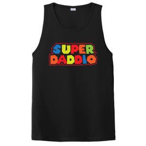 Super Daddio Funny Super Dad Daddy Father PosiCharge Competitor Tank