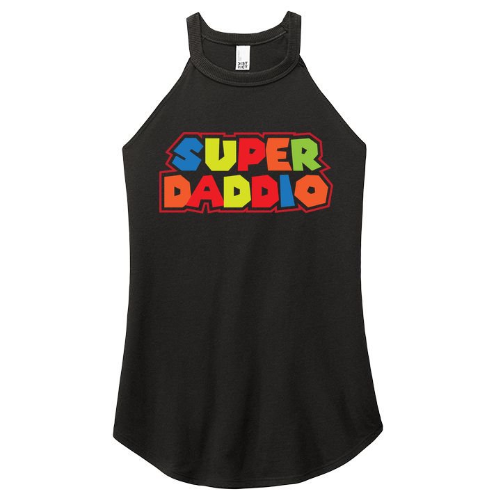 Super Daddio Funny Super Dad Daddy Father Women's Perfect Tri Rocker Tank