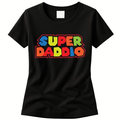Super Daddio Funny Super Dad Daddy Father Womens T-Shirt