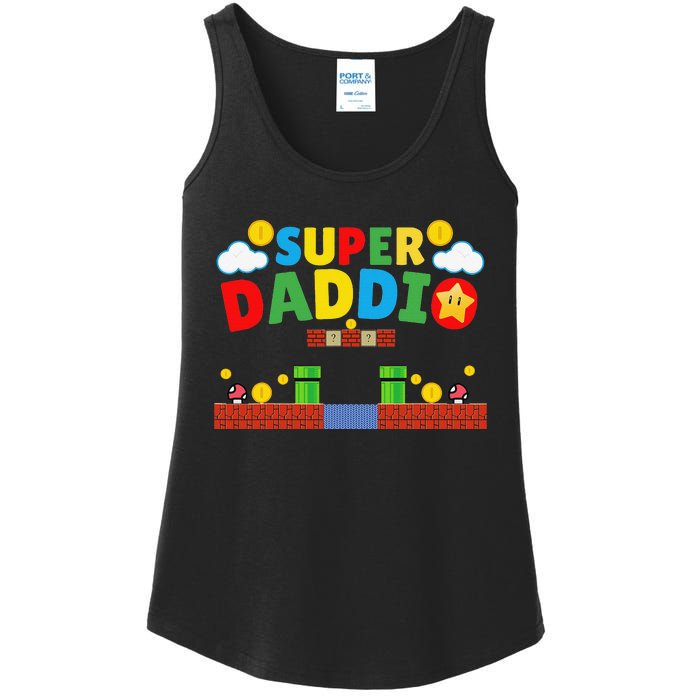 Super Dad ,Funny Dad ,Father's Day Gamer Daddy Super Daddio Ladies Essential Tank