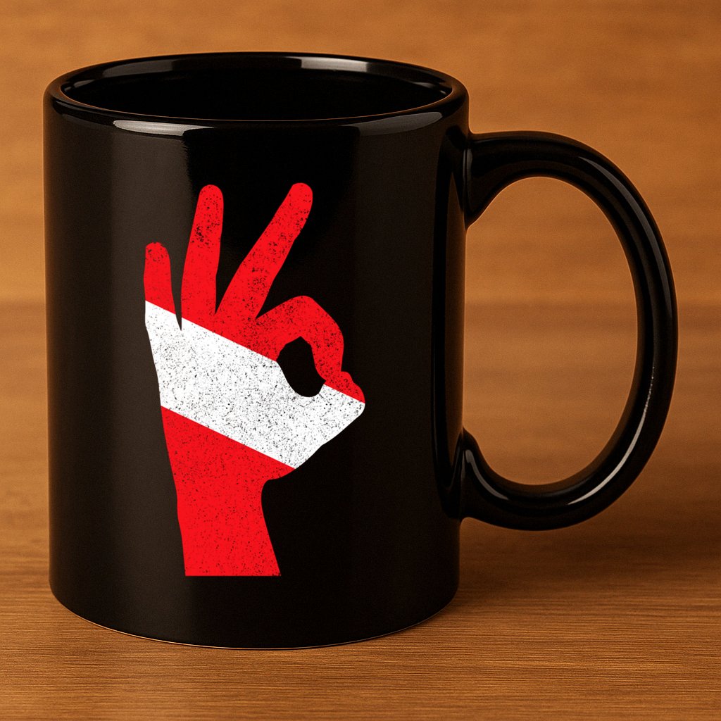 Scuba Diving Flag Ok Hand Sign Funny Scuba Diver Gift 11oz C Handle Ceramic Mug