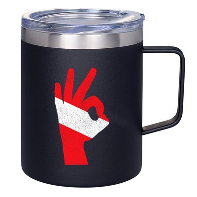 Scuba Diving Flag Ok Hand Sign Funny Scuba Diver Gift 12oz Stainless Steel Coffee Mug