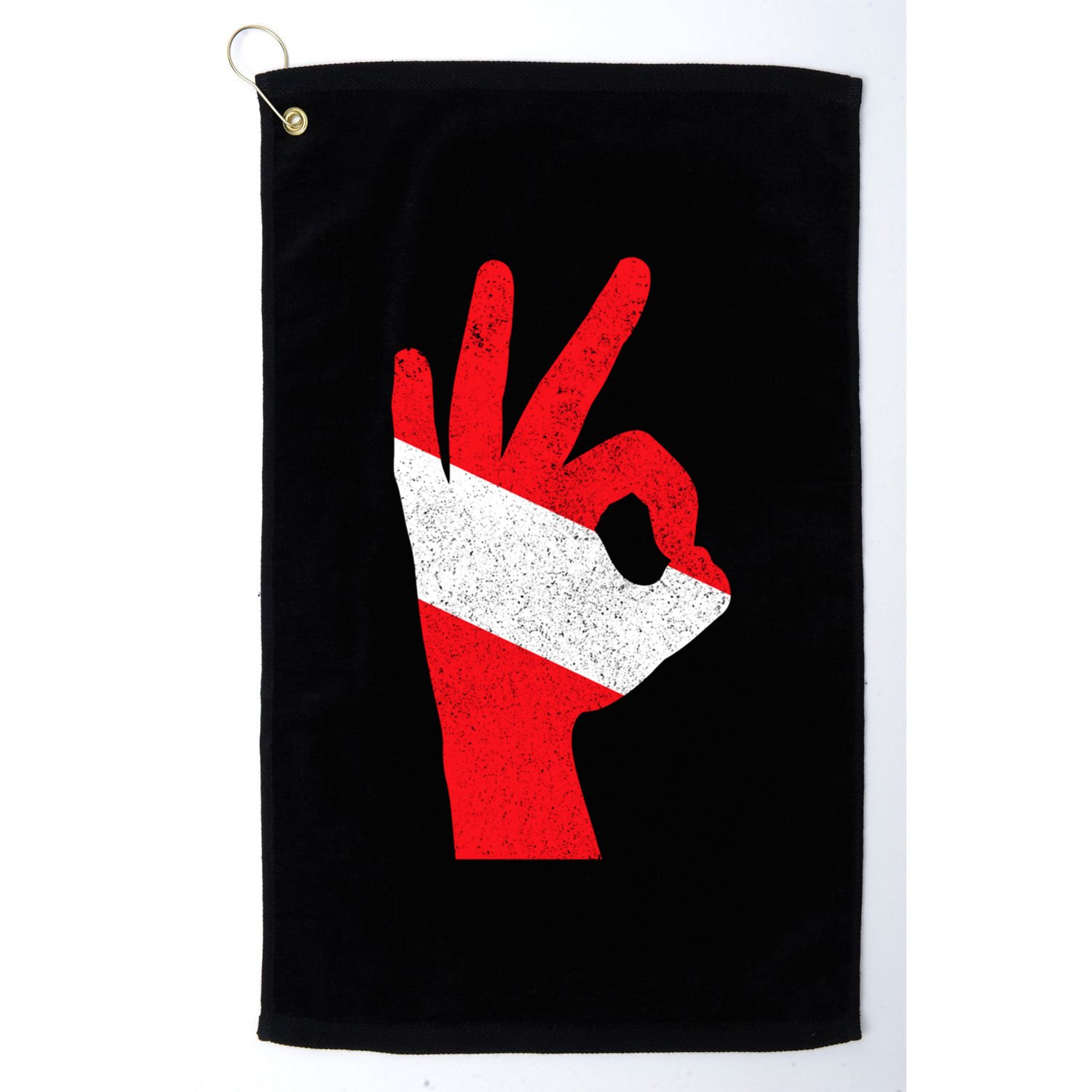 Scuba Diving Flag Ok Hand Sign Funny Scuba Diver Gift Golf Towel