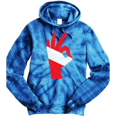 Scuba Diving Flag Ok Hand Sign Funny Scuba Diver Gift Tie Dye Hoodie