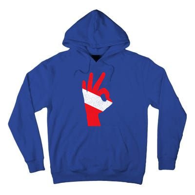 Scuba Diving Flag Ok Hand Sign Funny Scuba Diver Gift Tall Hoodie