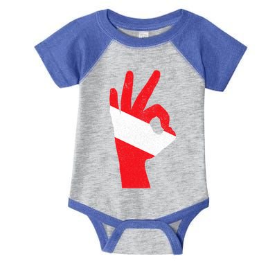 Scuba Diving Flag Ok Hand Sign Funny Scuba Diver Gift Infant Baby Jersey Bodysuit