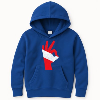 Scuba Diving Flag Ok Hand Sign Funny Scuba Diver Gift Kids Hoodie