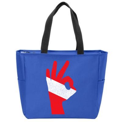 Scuba Diving Flag Ok Hand Sign Funny Scuba Diver Gift Zip Tote Bag