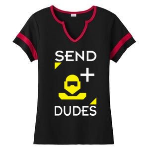 Send Dudes Funny Gamer Meme Ladies Halftime Notch Neck Tee