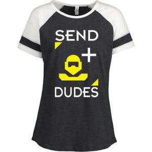 Send Dudes Funny Gamer Meme Enza Ladies Jersey Colorblock Tee