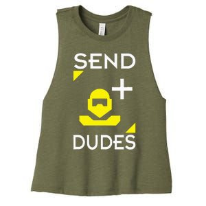 Send Dudes Funny Gamer Meme Women's Racerback Cropped Tank