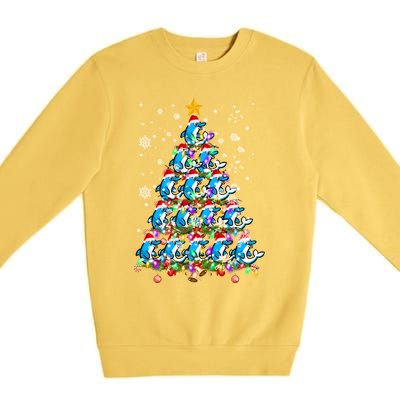 Santa Dolphin Fish Lover Xmas Gift Dolphin Christmas Tree Cute Gift Premium Crewneck Sweatshirt