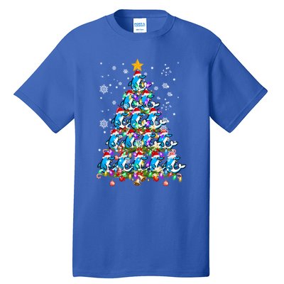 Santa Dolphin Fish Lover Xmas Gift Dolphin Christmas Tree Cute Gift Tall T-Shirt