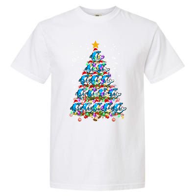 Santa Dolphin Fish Lover Xmas Gift Dolphin Christmas Tree Cute Gift Garment-Dyed Heavyweight T-Shirt