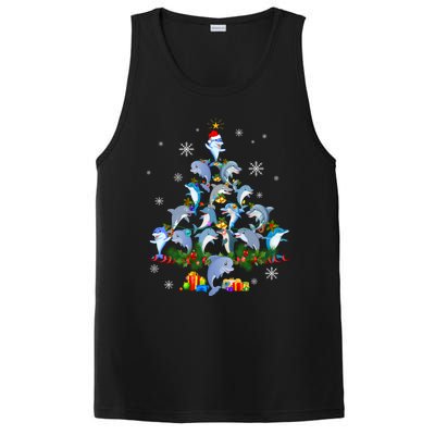 Santa Dolphin Fish Lover Xmas Dolphin Christmas Tree Funny Gift PosiCharge Competitor Tank