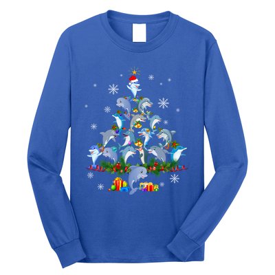 Santa Dolphin Fish Lover Xmas Dolphin Christmas Tree Funny Gift Long Sleeve Shirt