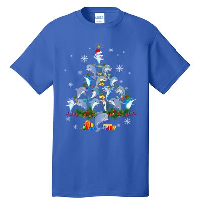 Santa Dolphin Fish Lover Xmas Dolphin Christmas Tree Funny Gift Tall T-Shirt