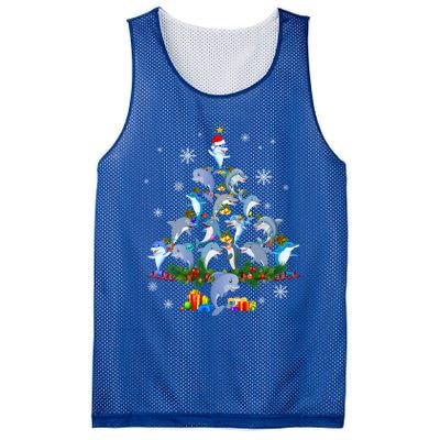 Santa Dolphin Fish Lover Xmas Dolphin Christmas Tree Funny Gift Mesh Reversible Basketball Jersey Tank