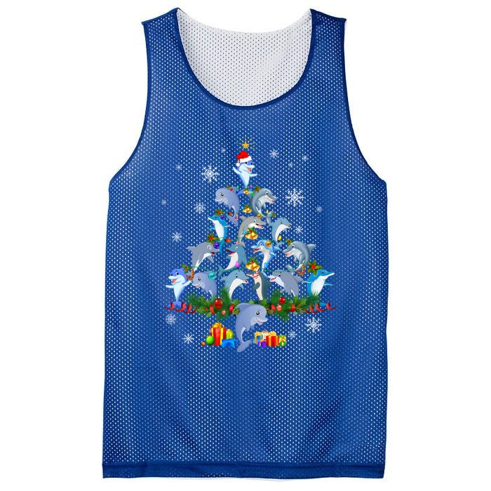 Santa Dolphin Fish Lover Xmas Dolphin Christmas Tree Funny Gift Mesh Reversible Basketball Jersey Tank