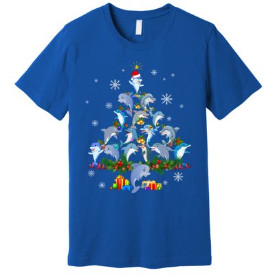 Santa Dolphin Fish Lover Xmas Dolphin Christmas Tree Funny Gift Premium T-Shirt