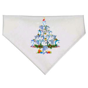 Santa Dolphin Fish Lover Xmas Dolphin Christmas Tree Funny Gift USA-Made Doggie Bandana