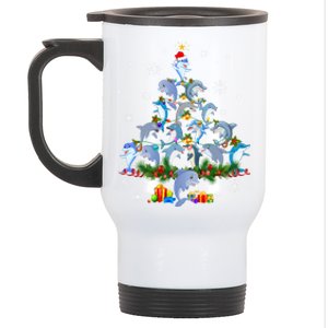 Santa Dolphin Fish Lover Xmas Dolphin Christmas Tree Funny Gift Stainless Steel Travel Mug