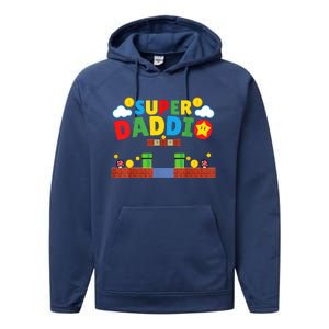 Super Dad ,Funny Dad ,Father's Day Gamer Daddy Super Daddio Performance Fleece Hoodie