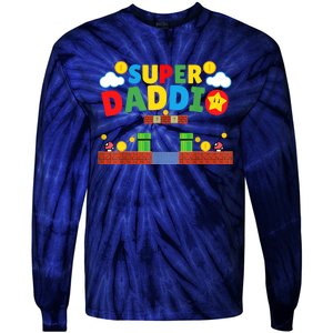 Super Dad ,Funny Dad ,Father's Day Gamer Daddy Super Daddio Tie-Dye Long Sleeve Shirt