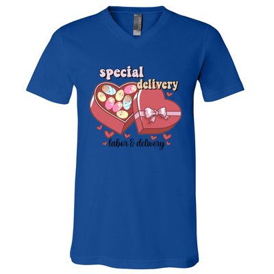 Special Delivery Funny L And D Nurse Happy Valentines Day Gift V-Neck T-Shirt