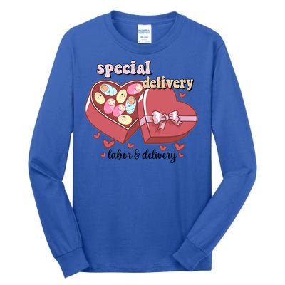 Special Delivery Funny L And D Nurse Happy Valentines Day Gift Tall Long Sleeve T-Shirt