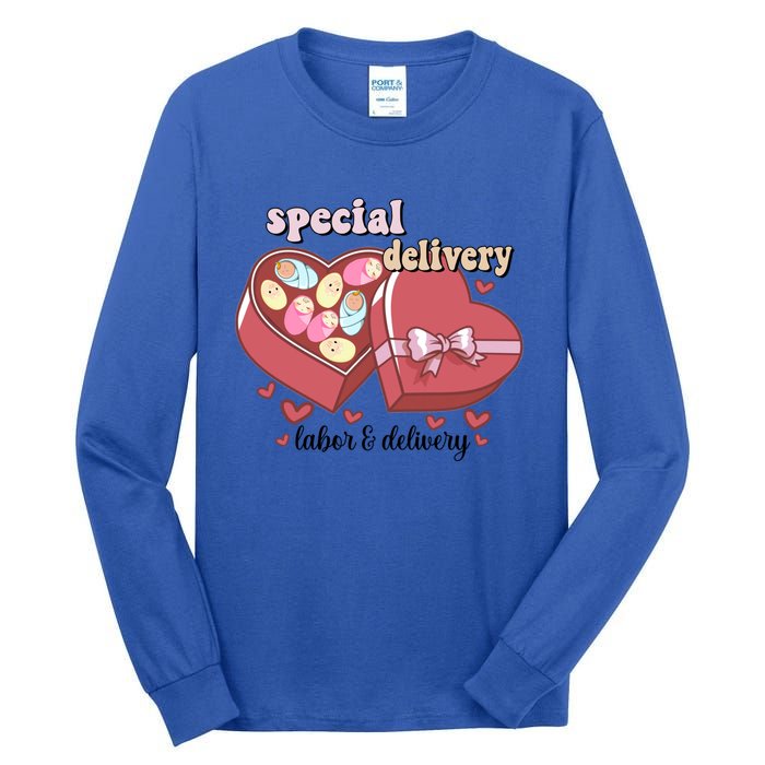 Special Delivery Funny L And D Nurse Happy Valentines Day Gift Tall Long Sleeve T-Shirt